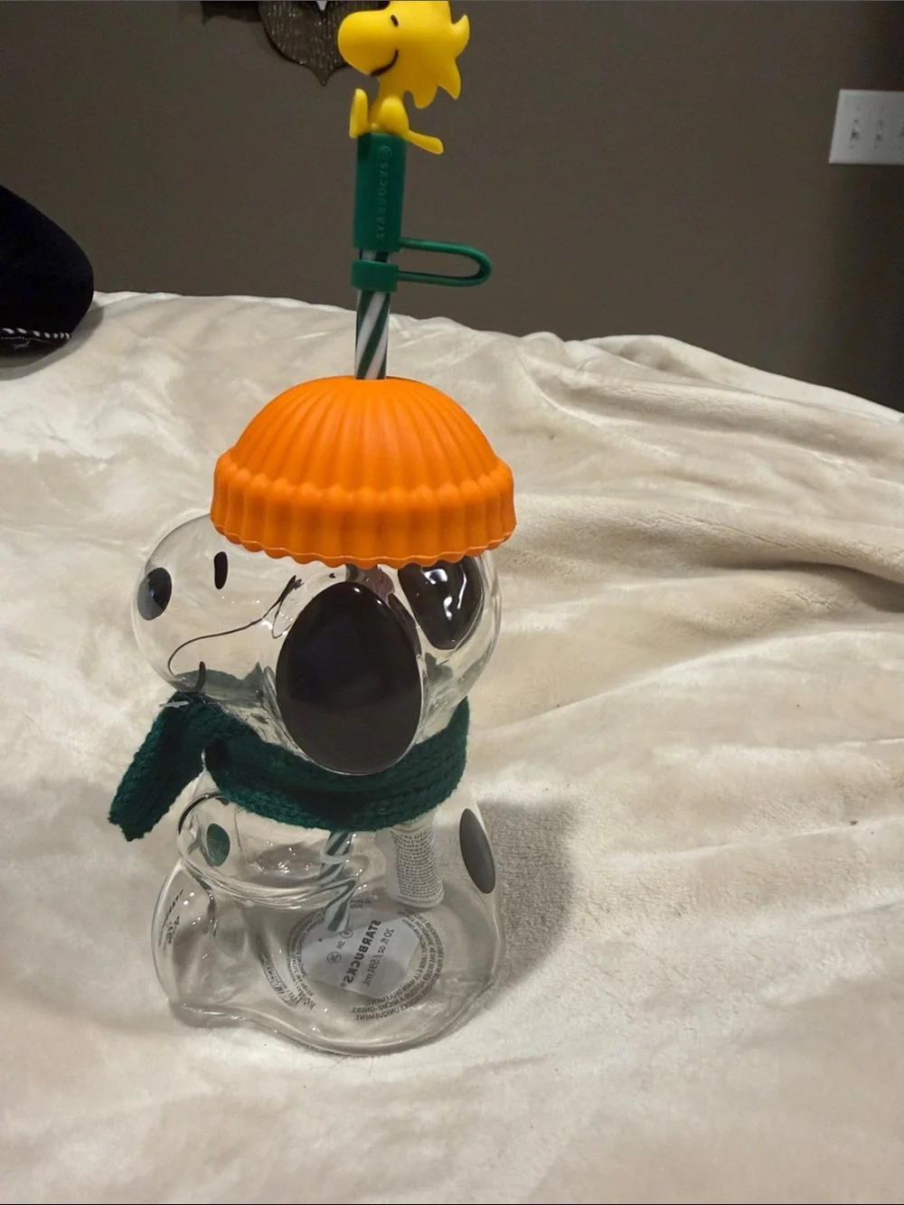 New Starbucks x Snoopy Glass Cup with lid and Woodstock straw